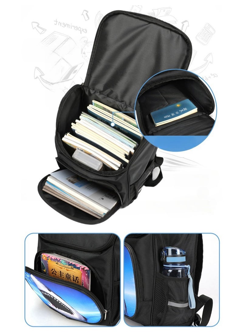 Printed Cartoon Cool Wolf Backpack Student Schoolbag Small Children's Reflective Backpack 37*27*19CM