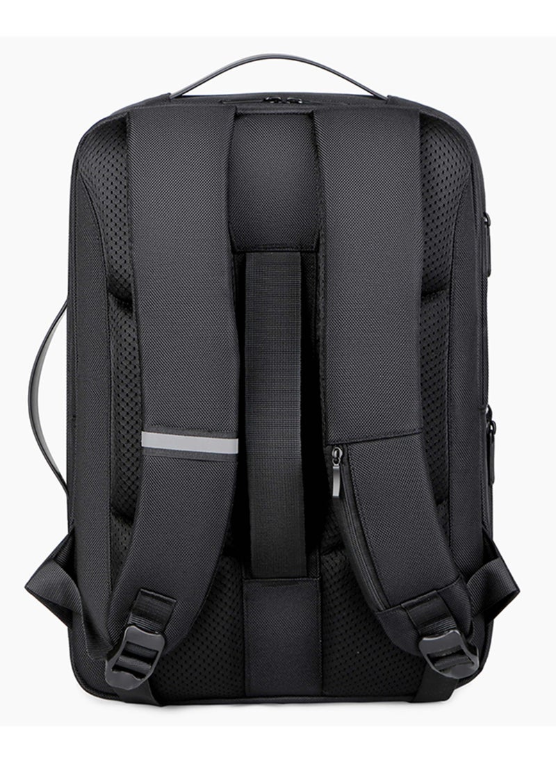 Hike Durable Laptop Backpack Expandable Water-Resistant Shoulder Daypack with Built in USB port for Travel/Business/College/ School, HKV1- Black