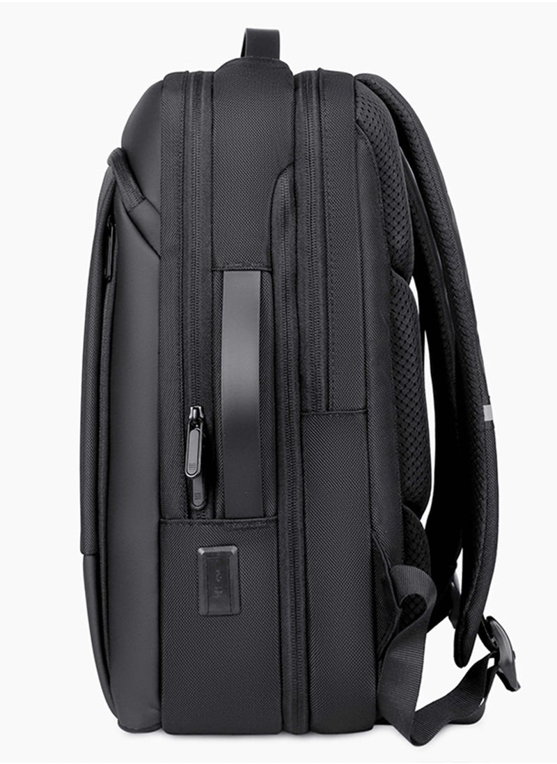 Hike Durable Laptop Backpack Expandable Water-Resistant Shoulder Daypack with Built in USB port for Travel/Business/College/ School, HKV1- Black