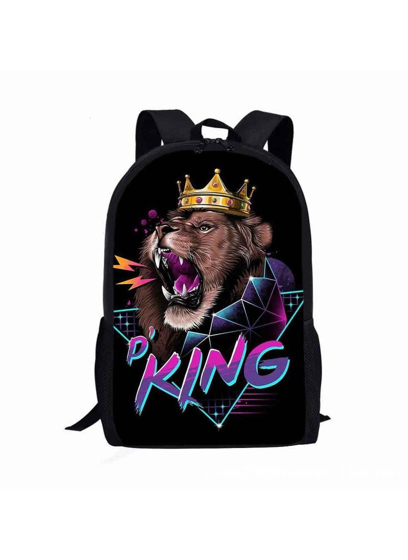 Domineering Lion Cartoon Schoolbag Student Backpack Children's Printed Backpack Large Capacity Simple 44*29*12.5CM
