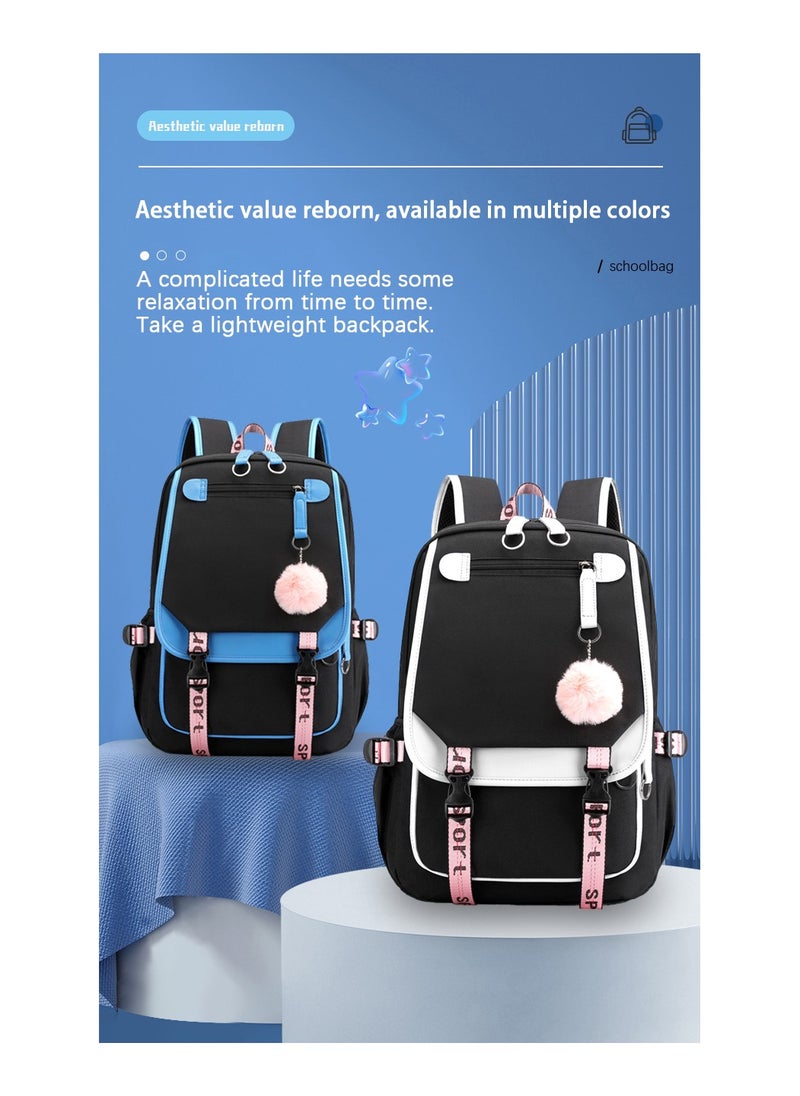 Student creative pattern backpack three-piece set 3D butterfly series men's and women's large-capacity computer backpack combination,21- Three-piece set - 4 - 123