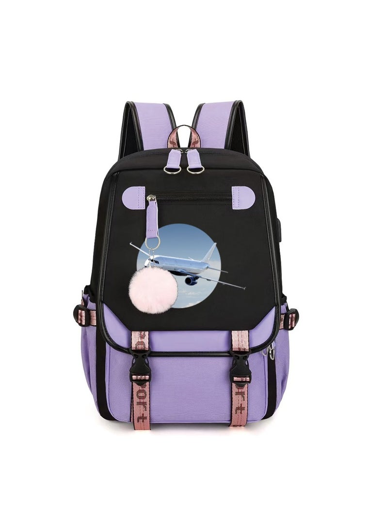 Student creative pattern backpack three-piece set 3D butterfly series men's and women's large-capacity computer backpack combination,21- Three-piece set - 4 - 17