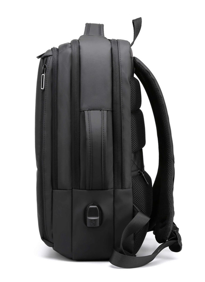 Hike Premium Durable 16.5-inch Backpack Water Resistant Laptop Daypack with Built in USB Port and Multi Compartments for Travel/Business/College/School, HK2102 - Black