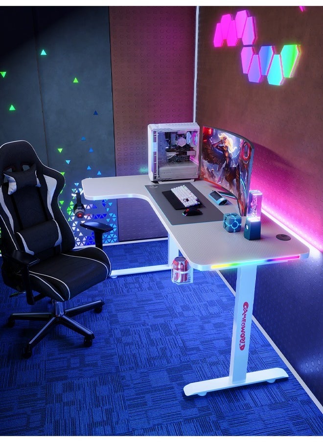 Ergonomic Gaming and Computer Desk with LED Lights 140 CM