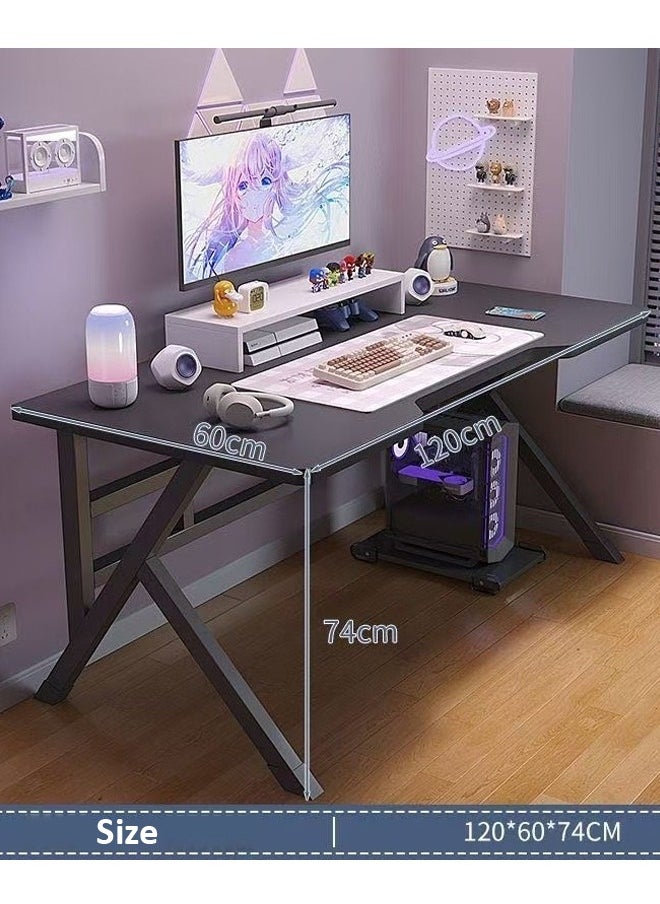 Multifunctional Modern 15mm Thick Wood Wide Tabletop Gaming Table Durable Metal K Legs Frame Rectangular PC Workstation Computer Desk Study Table Working Desk Home Office Desk Ideal for Students and Gamers 120x60x74 cm