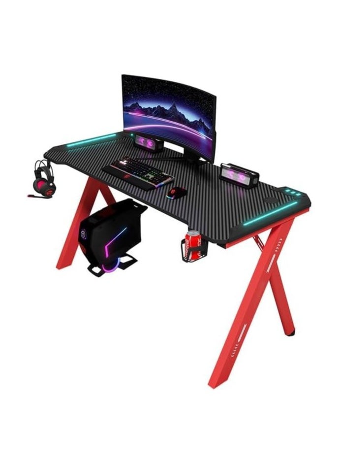 Gaming Desk with LED RGB Lights 120cm PC Computer Desk RED