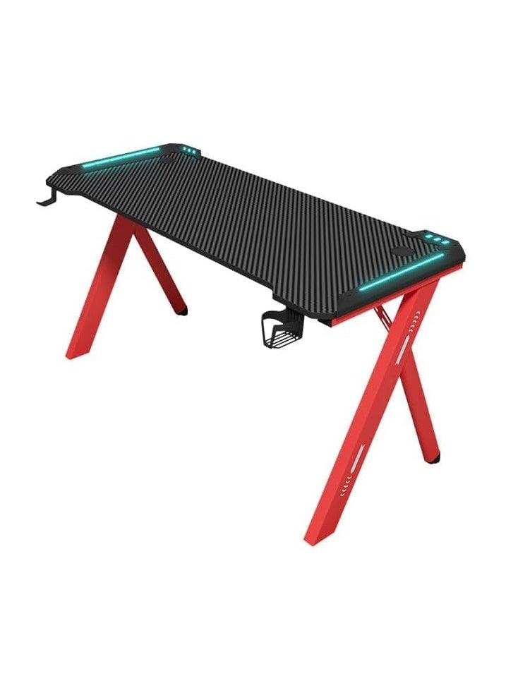 Gaming Desk with LED RGB Lights 120cm PC Computer Desk RED