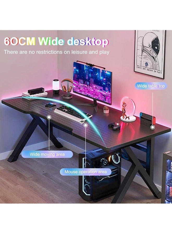 Multifunctional Modern 15mm Thick Wood Wide Tabletop Gaming Table Durable Metal K Legs Frame Rectangular PC Workstation Computer Desk Study Table Working Desk Home Office Desk Ideal for Students and Gamers 120x60x74 cm