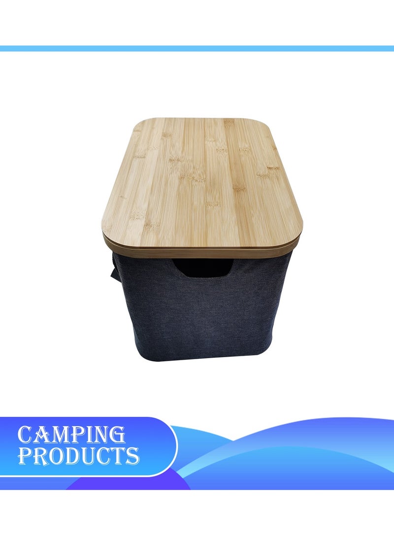 Multi-Functional Portable Camping Storage Box with Bamboo Lid