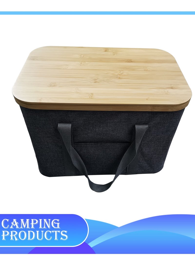 Multi-Functional Portable Camping Storage Box with Bamboo Lid