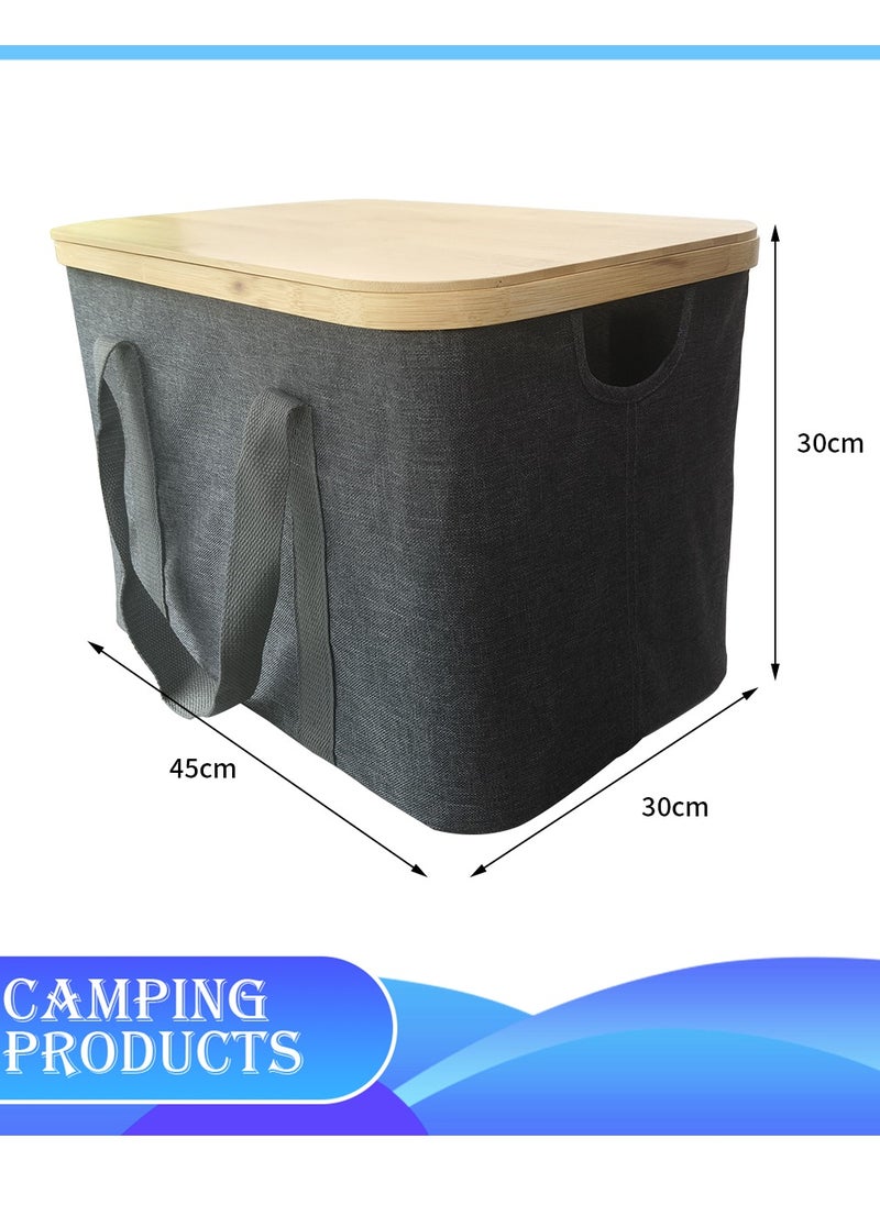 Multi-Functional Portable Camping Storage Box with Bamboo Lid