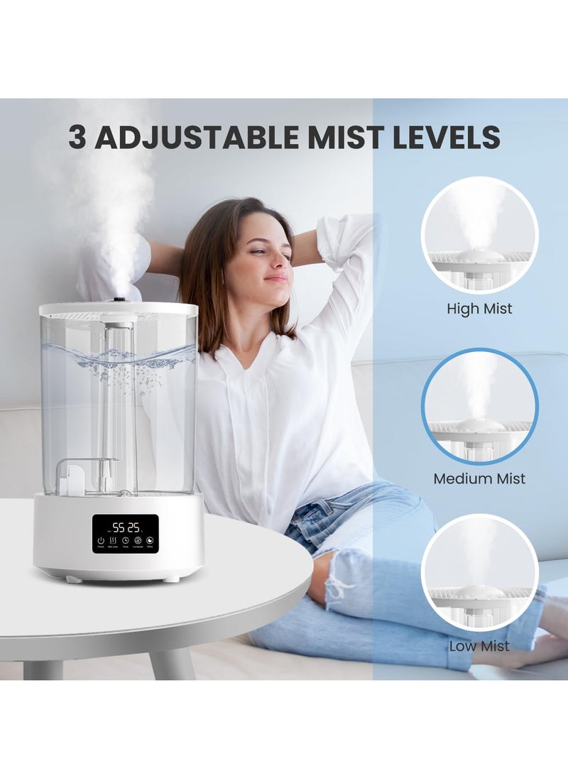 5L Air Humidifiers for Bedroom Home, 7-Color Lights,Top Fill Cool Mist Humidifiers With Mist Level Control, Essential Oil Function,Timer 1-8h, Auto Shut-off, Sleep Mode, BPA Free