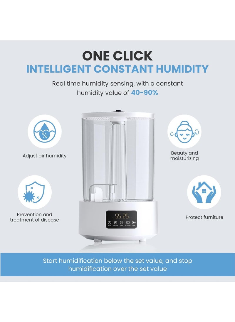 5L Air Humidifiers for Bedroom Home, 7-Color Lights,Top Fill Cool Mist Humidifiers With Mist Level Control, Essential Oil Function,Timer 1-8h, Auto Shut-off, Sleep Mode, BPA Free