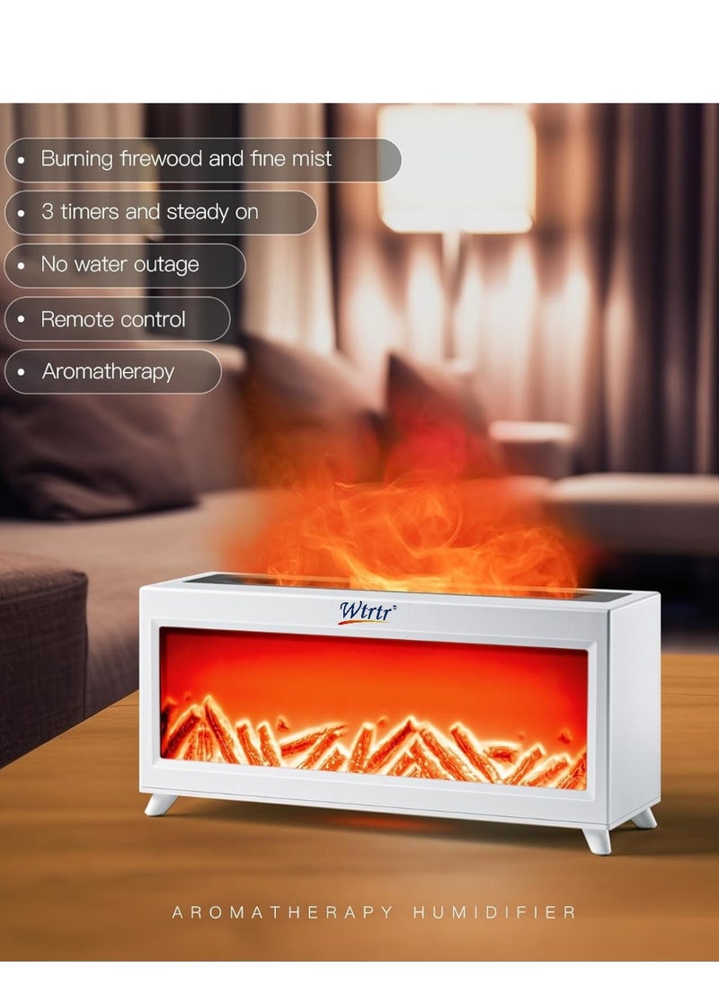 Flame Fireplace Aromatherapy Diffuser,Essential Oil Diffuser with 2 Colors Light,220ML Ultrasonic Cool Mist Humidifier,Timer and Auto-Off for Large Room,Bedroom,Office(Timeable,Waterless Auto Off)