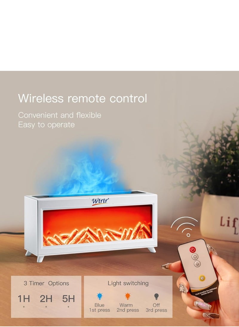 Flame Fireplace Aromatherapy Diffuser,Essential Oil Diffuser with 2 Colors Light,220ML Ultrasonic Cool Mist Humidifier,Timer and Auto-Off for Large Room,Bedroom,Office(Timeable,Waterless Auto Off)