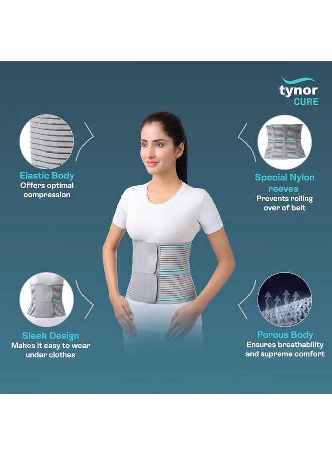 Tynor Abdominal Belt - Lower Back Support Belt Brace for Men & Women | Breathable, Pain Relief & Recovery, Pack of 1 (Grey, Small)