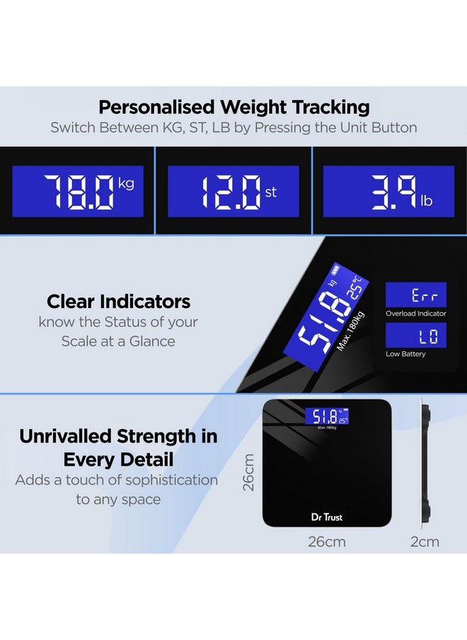 Dr Trust (USA) Electronic Zen Rechargeable Digital Personal Weighing Scale for Human Body with Temperature Display