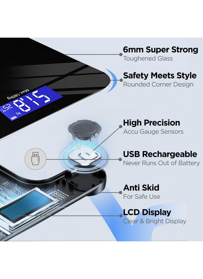 Dr Trust (USA) Electronic Zen Rechargeable Digital Personal Weighing Scale for Human Body with Temperature Display