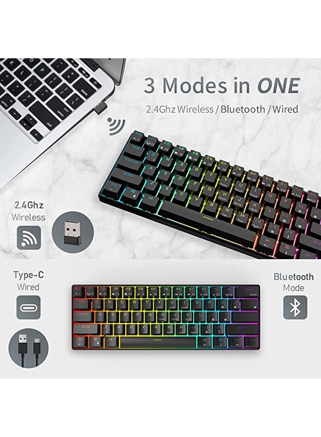 RK61 Dual - Mode Bluetooth/Wired Hot Swapable RGB Mechanical Gaming Keyboard Brown Switch