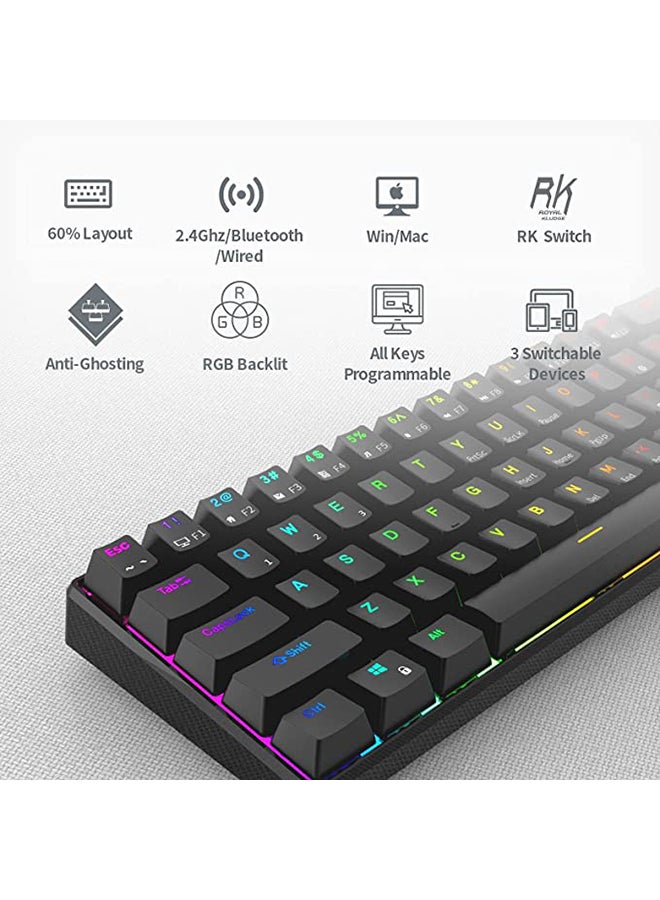 RK61 Dual - Mode Bluetooth/Wired Hot Swapable RGB Mechanical Gaming Keyboard Brown Switch