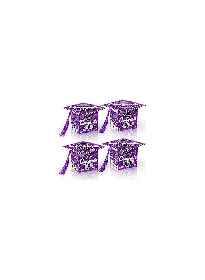 32 Pcs Graduation Cap Gift Box 2.3 x 2.3 x 2.3 Inches Graduation Candy Box with Tassel Small Gift Box Treat Boxes 2025 Graduation Decorations Party Favor Boxes(Purple)