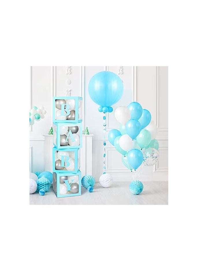 Baby Written Transparent Box Letter with Blue 25 Cm Balloon Gift