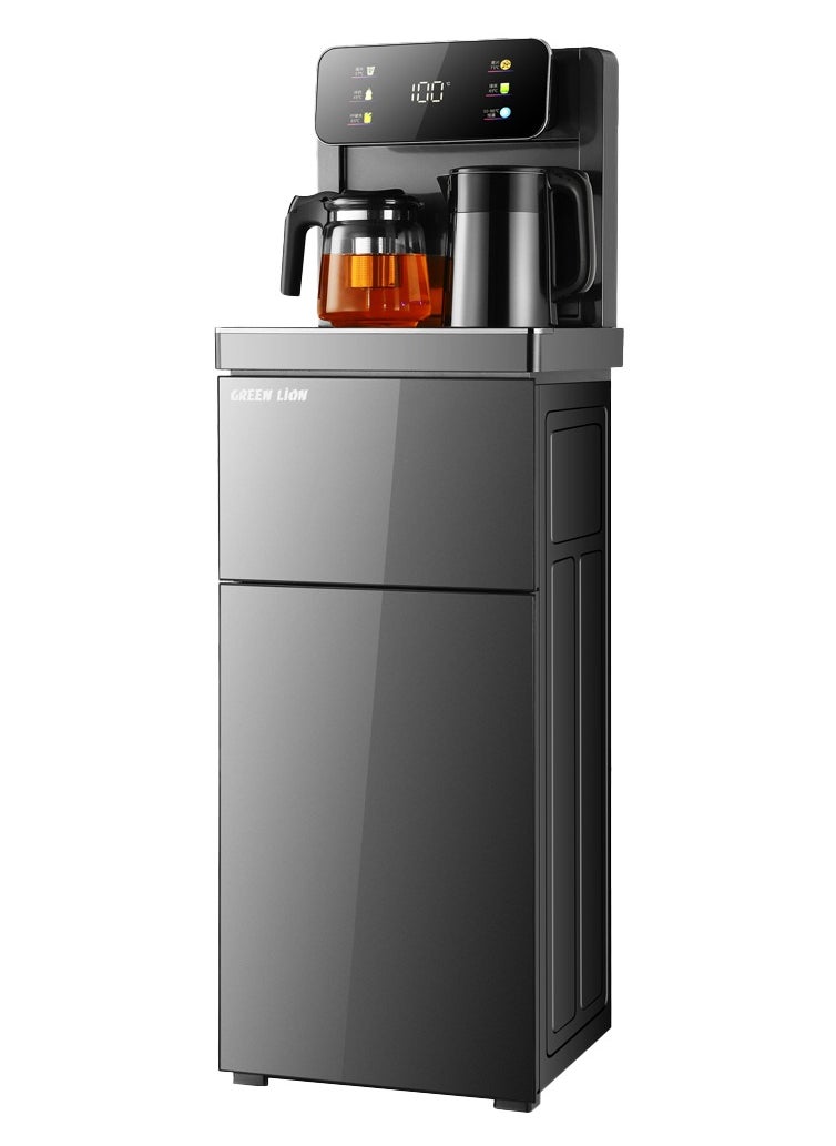 GD-227 Smart Water Dispenser 1440W with Stainless Steel Heating Kettle / 1200ml Kettle and Teapot Capacity / Hot & Cold Water / Remote Control / 6 Level Temp Adjustment / Glass Insulated Kettle / Double Cabinet Door - Black