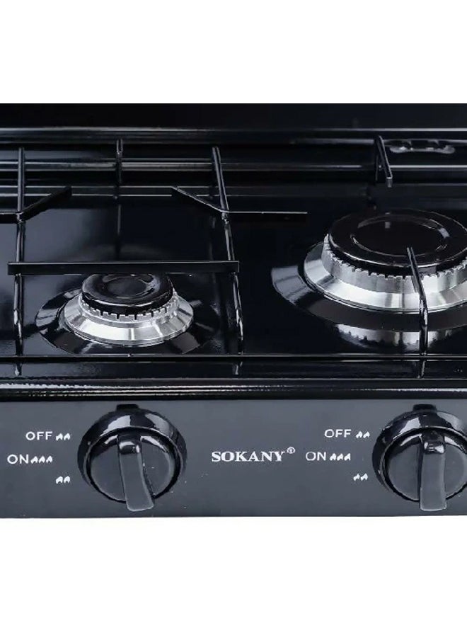 Sokany 3-Burner Gas Stove with Lid - Portable and Durable