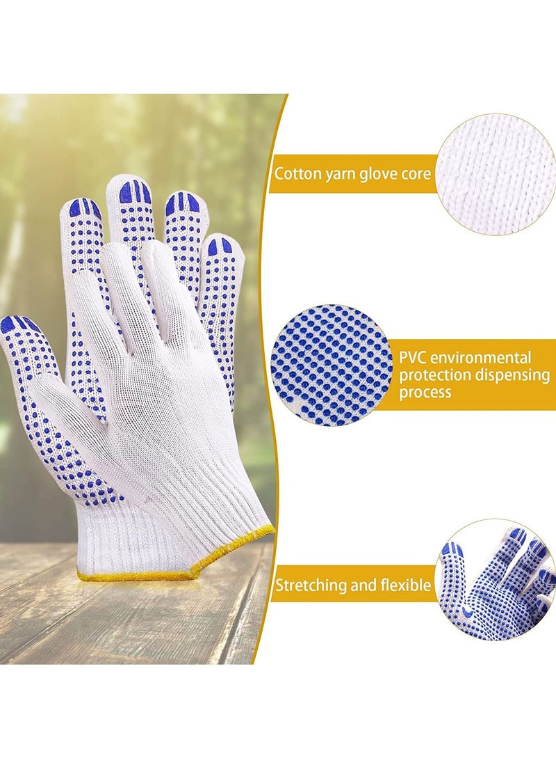 12 Pairs Working Gloves For Men Women Winter Dots Flip Resistant Grip Repairing Builder Construction Gardening Housework Skincare Stretchy Durable Gloves Warehouse Worker