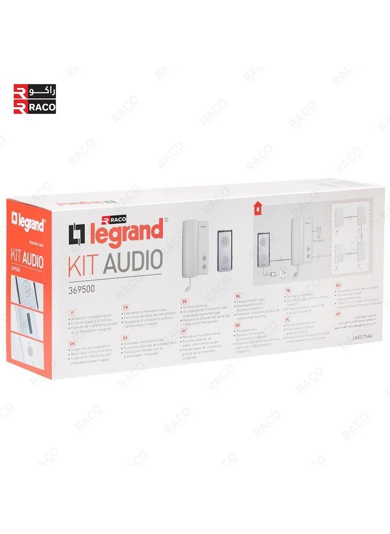 RACO Legrand Door Entry Audio Telephone Kit – Includes Handset, Door Entry Unit, and Entrance Panel with Rain Shield-369500