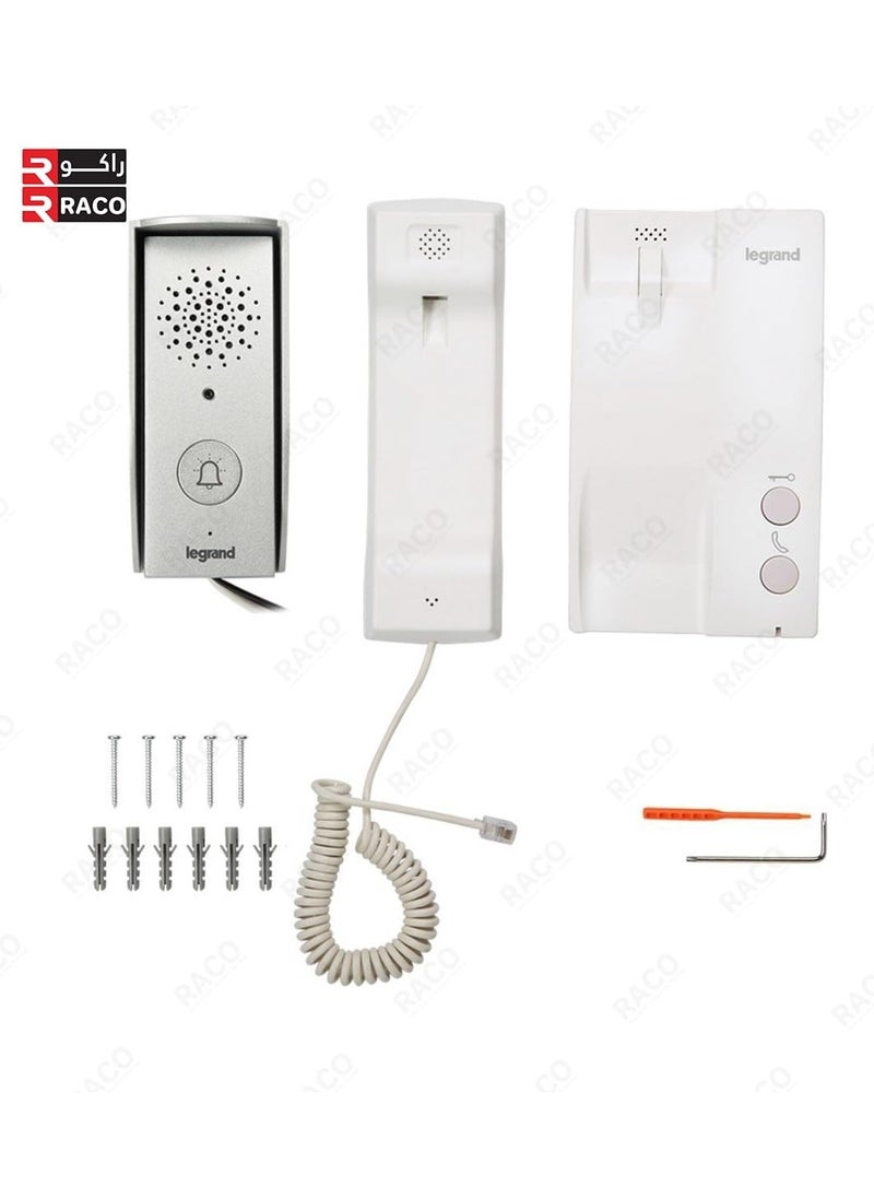 RACO Legrand Door Entry Audio Telephone Kit – Includes Handset, Door Entry Unit, and Entrance Panel with Rain Shield-369500