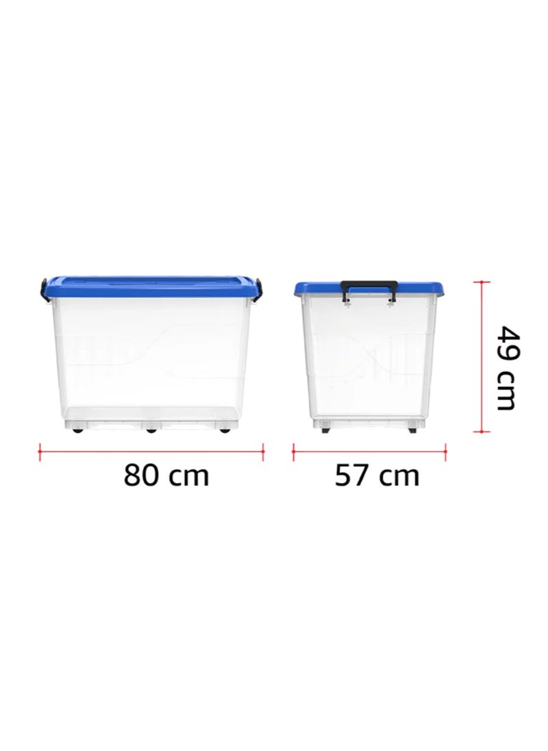 132L Clear Plastic Storage Box with Wheels & Lockable Lid