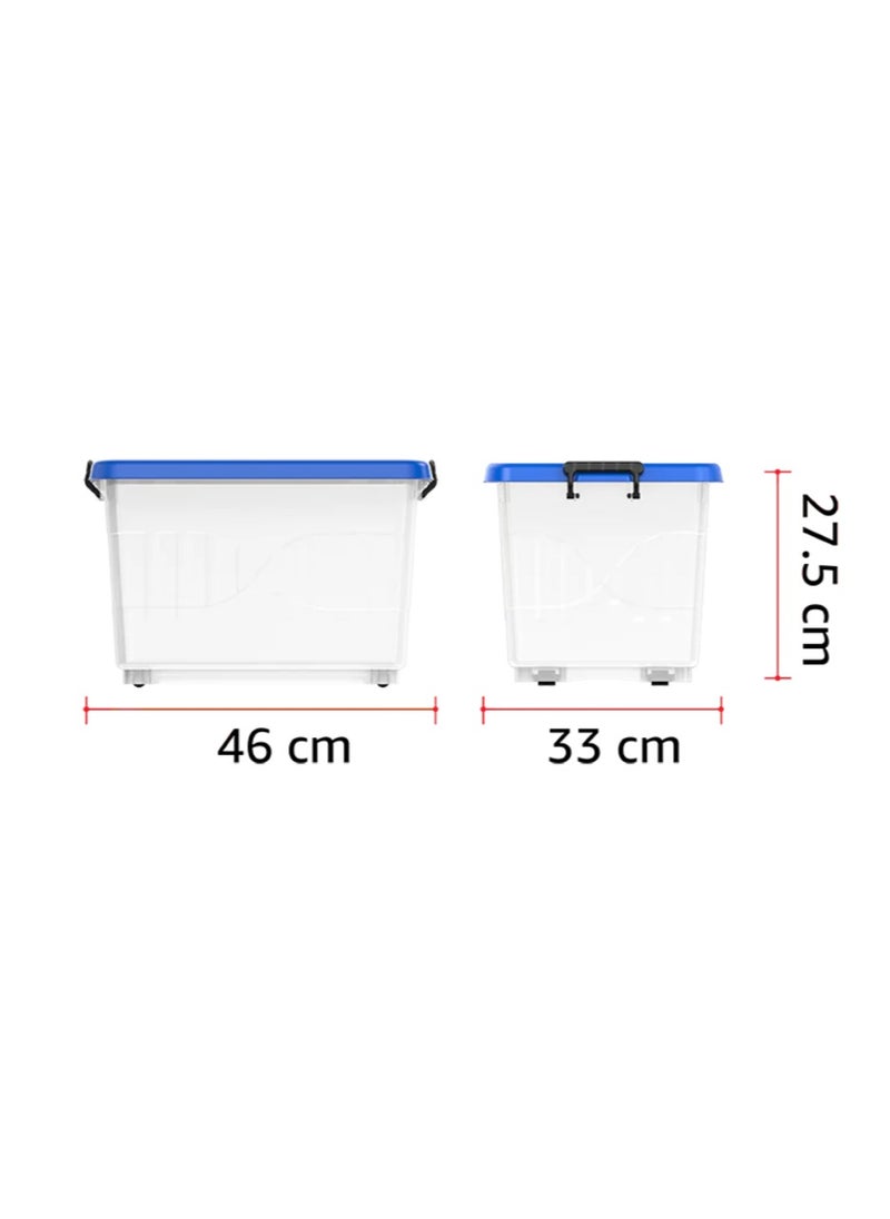 22L Clear Plastic Storage Boxes with Wheels & Lockable Lid