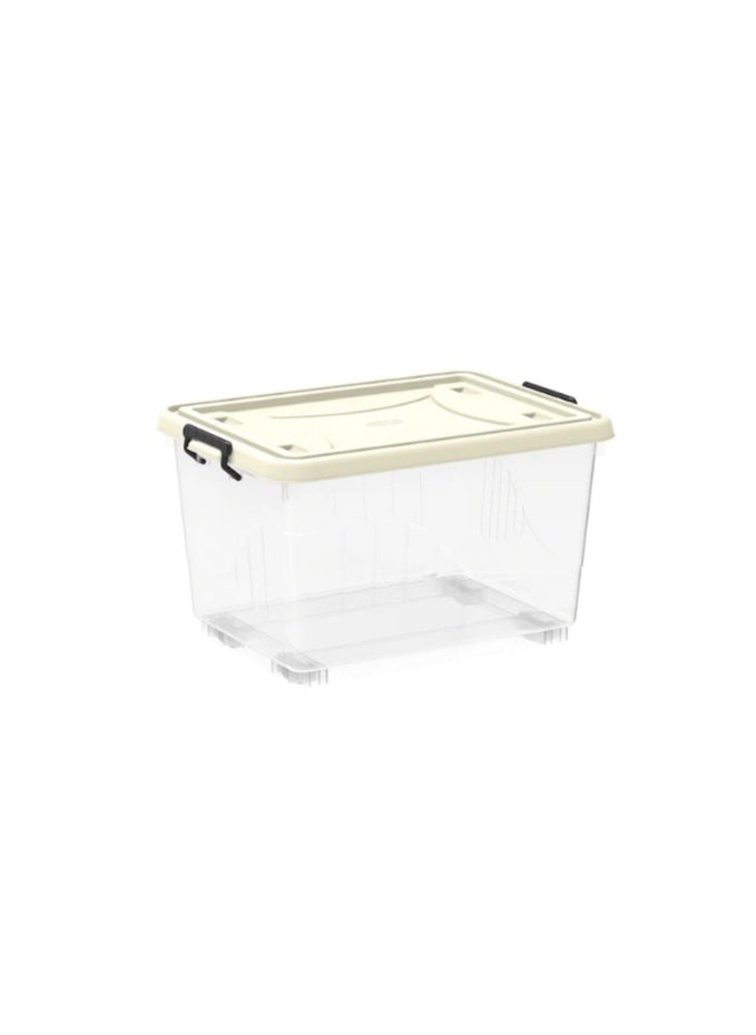 33L Clear Plastic Storage Box with Wheels & Lockable Lid