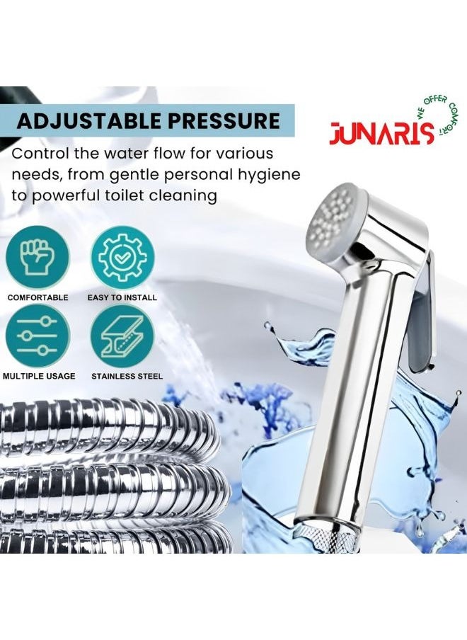 Handheld ABS Shattaf Bidet Sprayer – Dual Mode Wall-Mounted Bidet with 1.2m Stainless Steel Hose & Holder, Chrome Finish, Adjustable Spray for Personal Hygiene