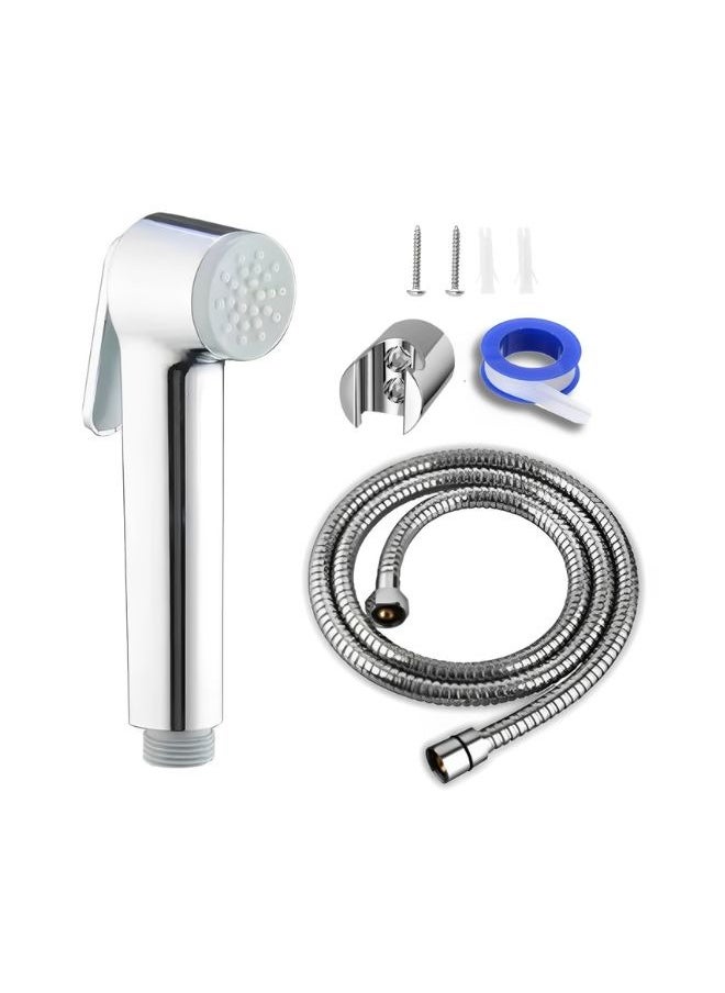 Handheld ABS Shattaf Bidet Sprayer – Dual Mode Wall-Mounted Bidet with 1.2m Stainless Steel Hose & Holder, Chrome Finish, Adjustable Spray for Personal Hygiene