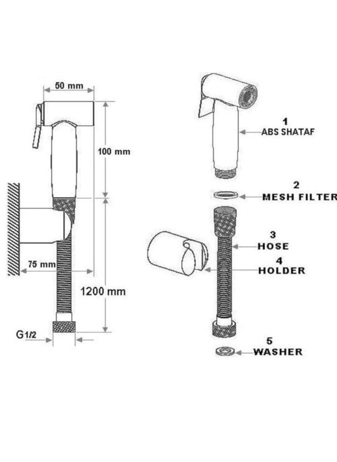 ABS Shattaf with Hose and Holder (Black)