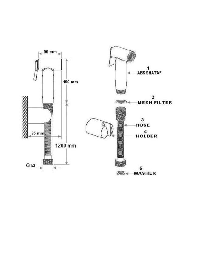 ABS Shattaf with Hose and Holder (Silver)