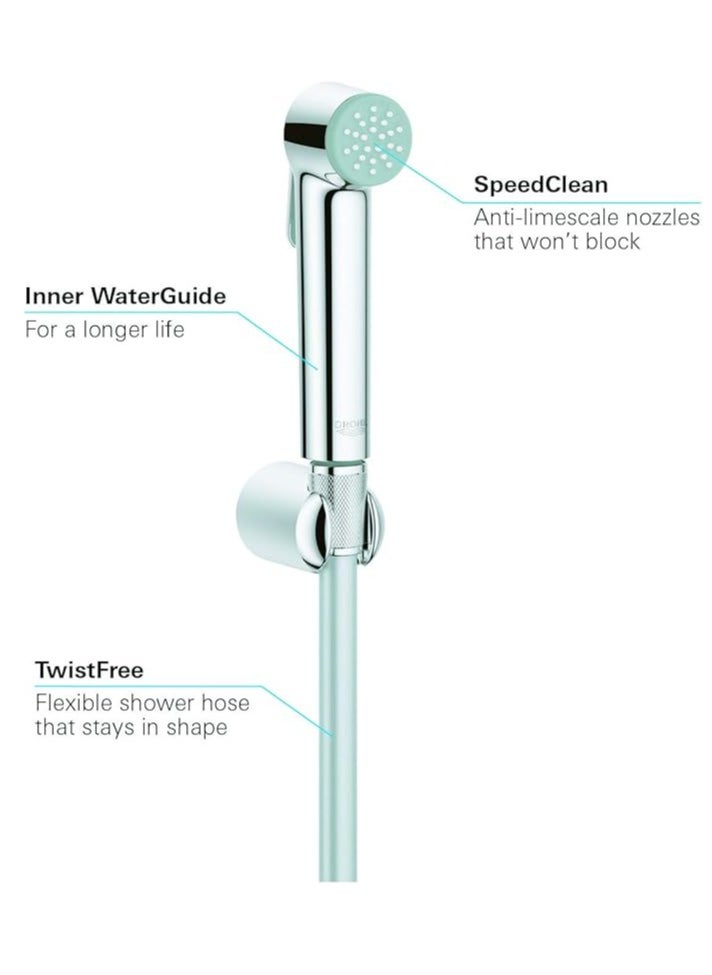 Tempesta-F Trigger Spray 30 Wall Holder Set | With Trigger Control Hand Shower / Wall Shower Holder / TwistFree Shower Hose 1250mm | Anti-Limescale System | Easy to Clean | Chrome | 27513001