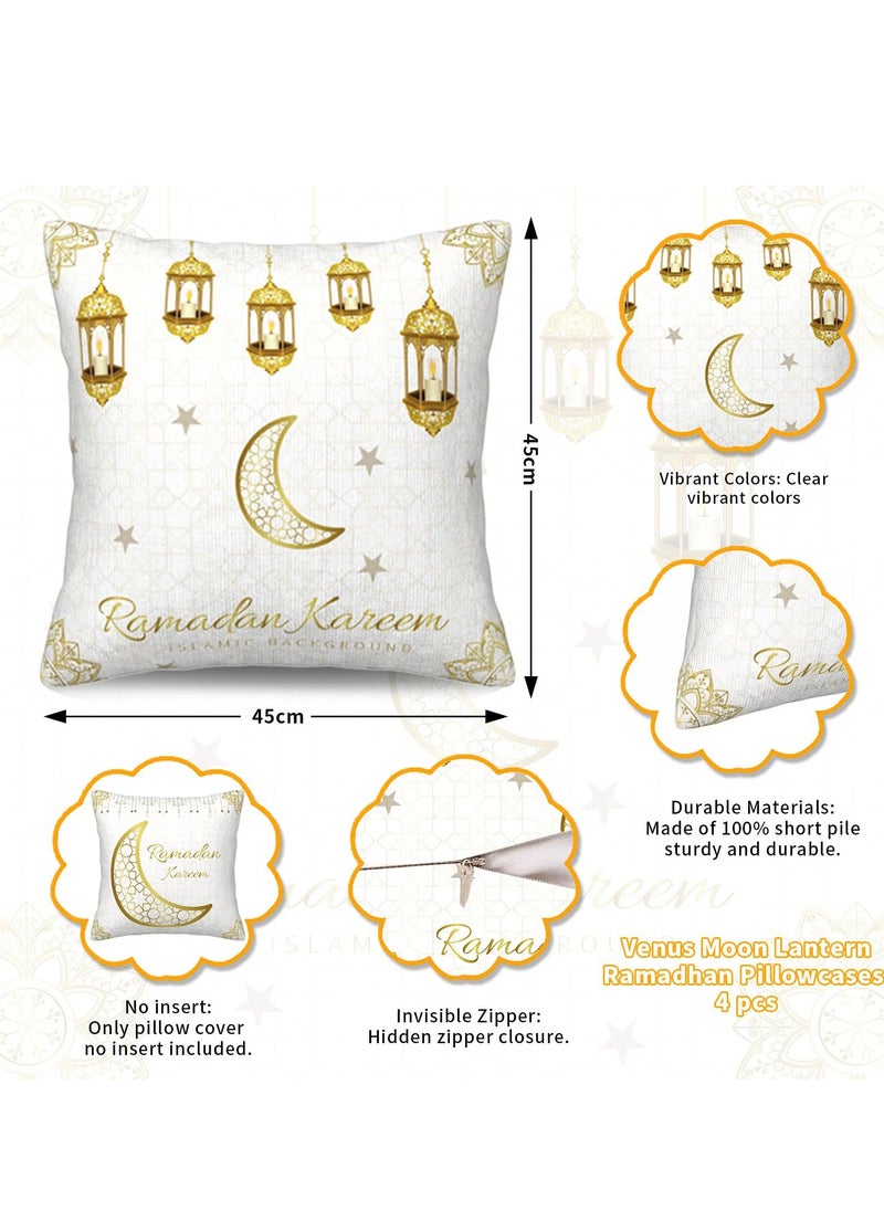 Ramadan Decorations Home Set Ramadan Table Decoration With 150x220cm Ramadan Tablecloth And 4 Pcs Decorative Pillow Covers - White