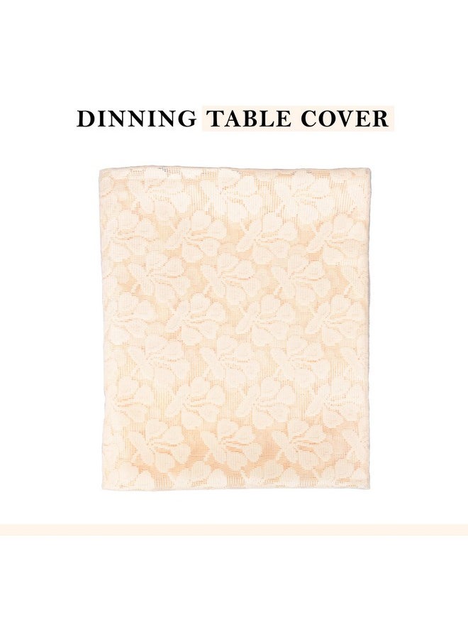 Kuber Industries Dining Table Cover | 60x90 Inch | 6-Seater Table Cover | Net Tabletop Cover | Hotels-Restaurants Table Cover | Dining Table Cloth | Plain Leonardo Flower Print | DTC | Cream