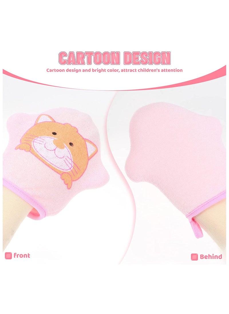 3pcs Baby Bath Gloves -  Exfoliating Shower Mittens & Soft Sponge Towel for Infant & Toddler Body Cleansing