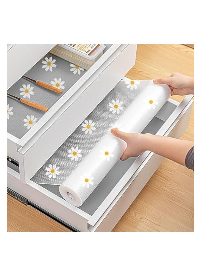 Liners for Kitchen Cabinets, 45x500cm Non-Slip Non-Adhesive Drawer Liners, Waterproof & Oil-Proof Washable Mats for Fridge, Dresser, Cupboard, Toolbox, Pantry, Storage and Desk