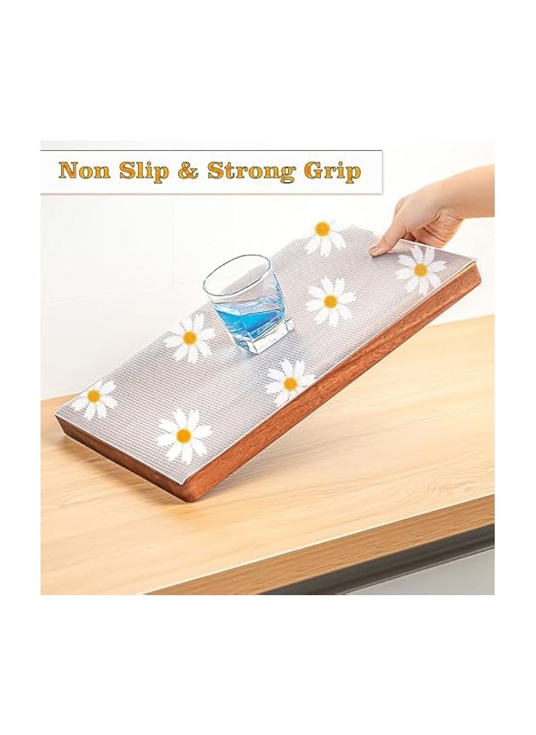 Liners for Kitchen Cabinets, 45x500cm Non-Slip Non-Adhesive Drawer Liners, Waterproof & Oil-Proof Washable Mats for Fridge, Dresser, Cupboard, Toolbox, Pantry, Storage and Desk