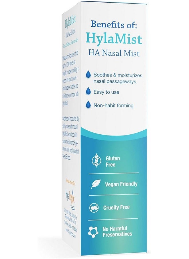 Hylamist Nasal Spray For Dry Nose - Soothing & Moisturizing With Hyaluronic Acid & Grapefruit Seed Extract Sinus Nasal Spray - Ideal For Dry Nose Relief (2Oz)