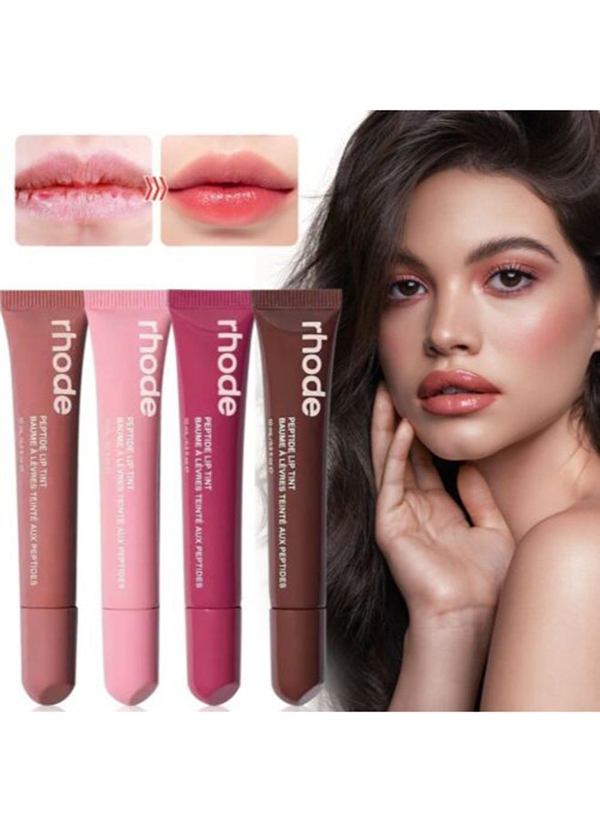 All four shades together ,Skin Peptide Lip Tint -Ribbon ，Raspberry Jelly，Toast and Espresso