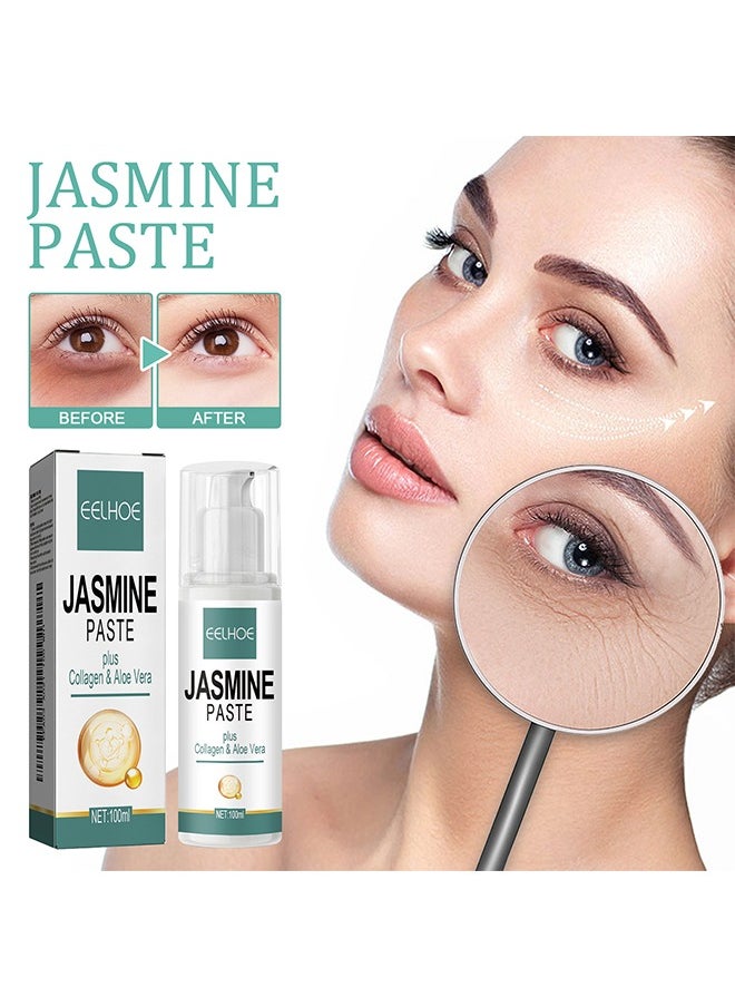 Jasmine Paste，Lighten Dark Circles Eye Cream - Anti-aging eye cream that gently moisturizes and repairs fine lines around the eyes, tightens eye bags 100ml