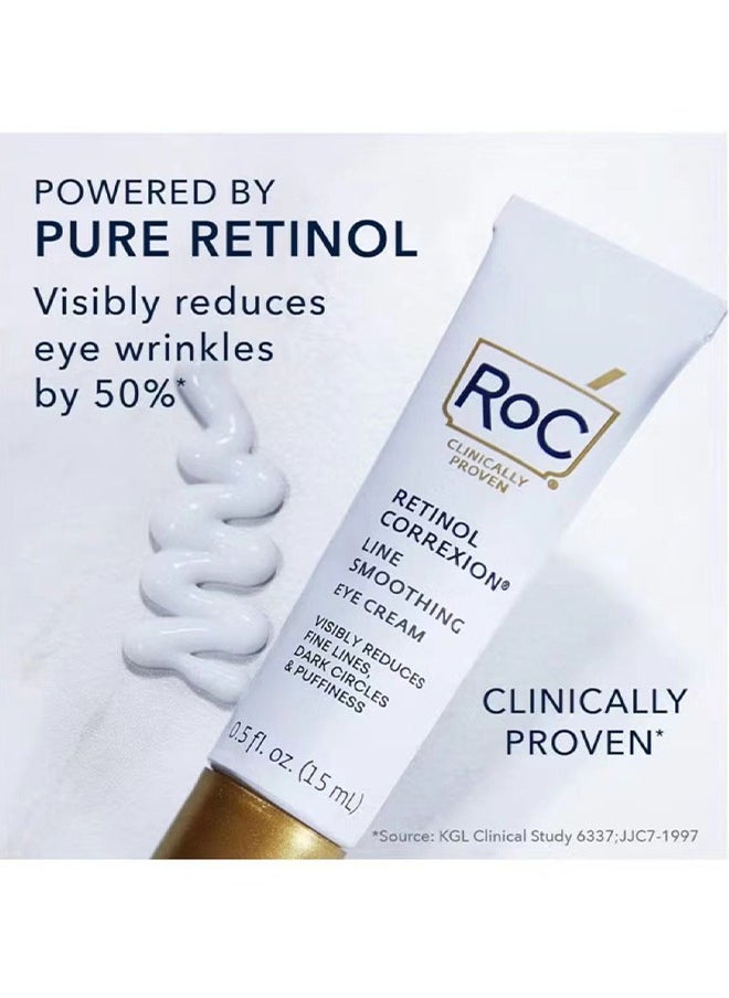 Retinol Correxion Soin Lissant Creme Yeux ，RoC Retinol Correxion Under Eye Cream for Dark Circles & Puffiness, Daily Wrinkle Cream, Anti Aging Line Smoothing Skin Care Treatment for Women and Men, 15ml