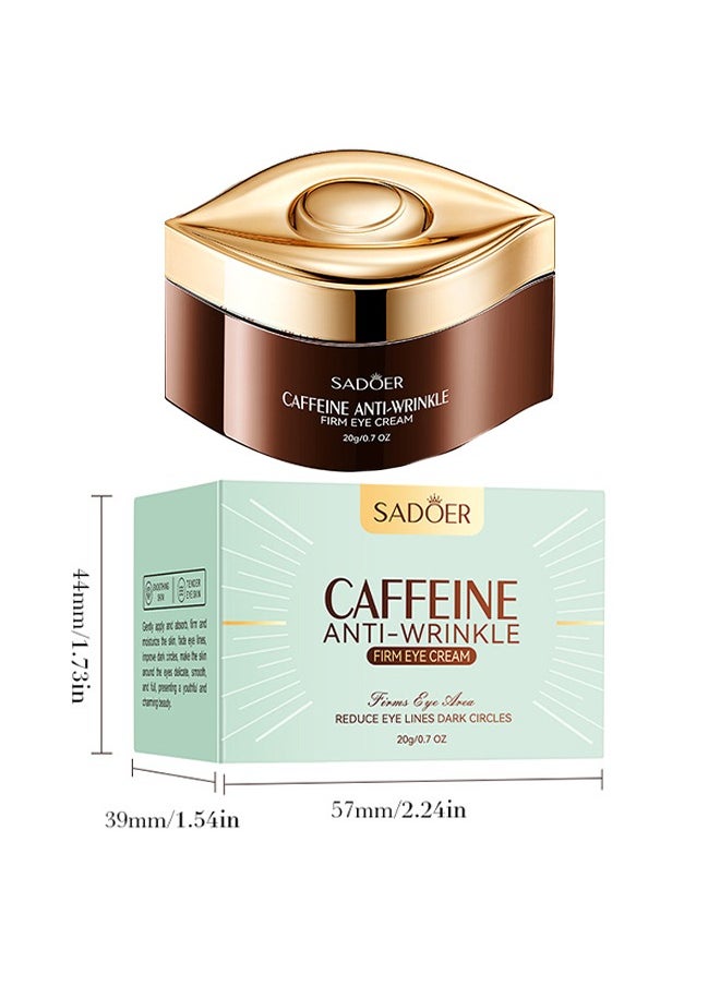 Caffeine Anti-Wrinkle Firm Eye Cream，for Dark Circles and Puffiness - Dark Circles Under Eye Treatment Serum to Reduce Wrinkles, Fine Lines, and Eye Bags, Hydrate Eye Area 20g