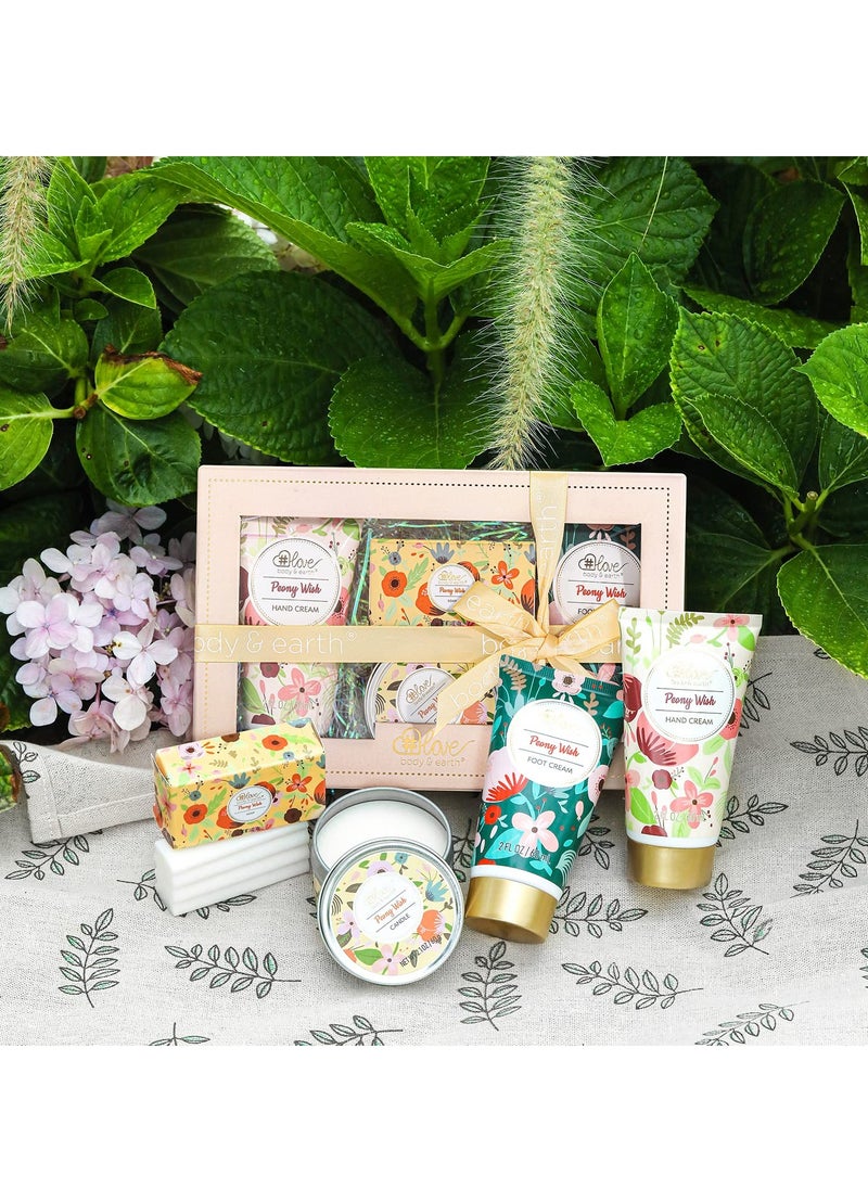 Lotion Sets for Women Gift Peony Wish Body Cream Gifts Set Include Hand Cream Foot Cream Soap Scented Candle Body Care for All Skin Types Skin Care Gift Set for Women